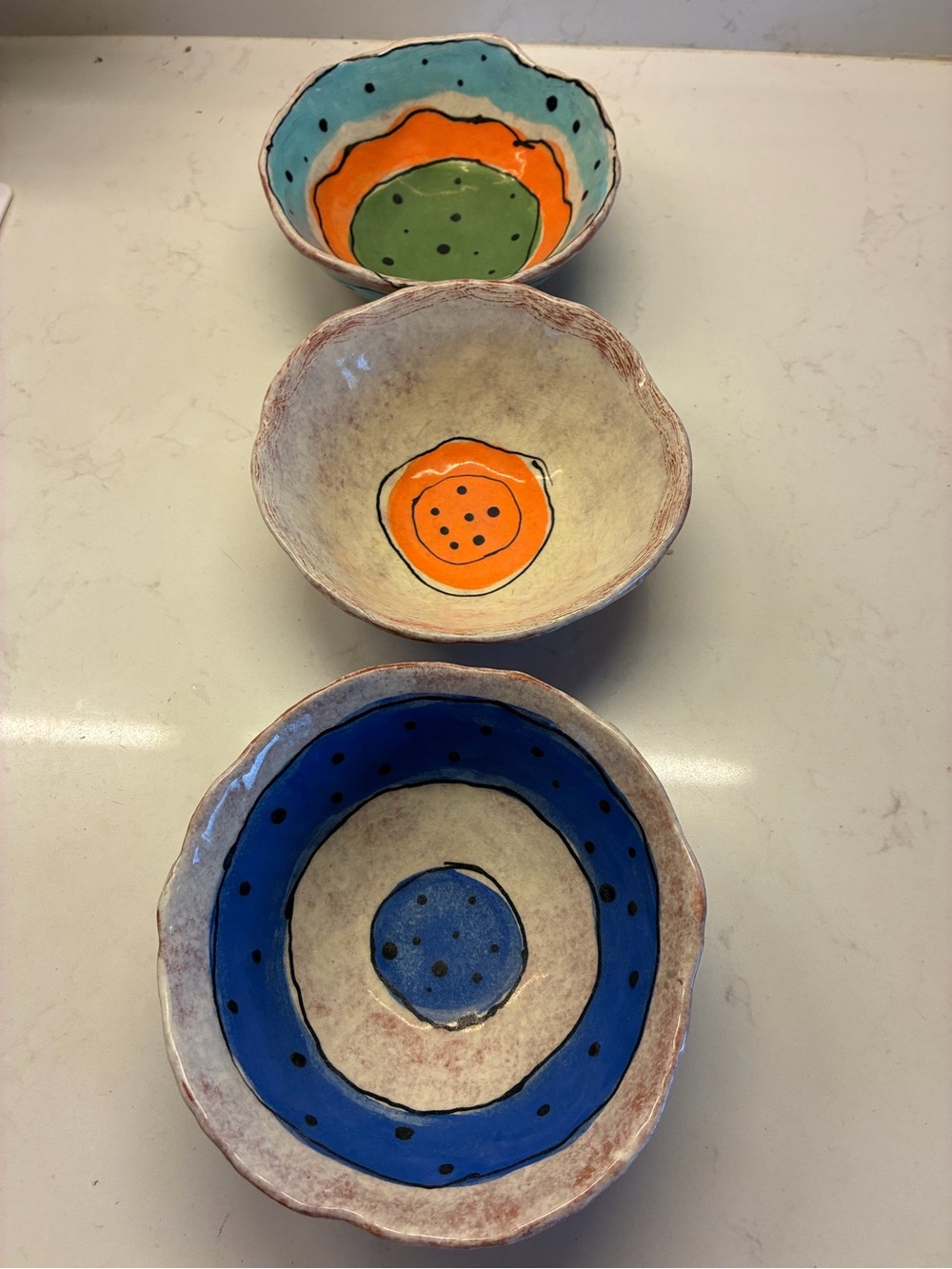 Handcrafted - Artisan Pottery Ceramic Decorative Bowls - Set 3